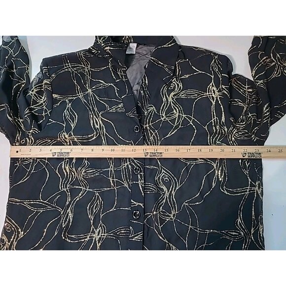 G Lance Top Vintage Plus Size 2X Sheer Black Gold Glitter Button Bright Artsy - Picture 3 of 15